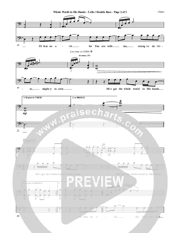 Whole World In His Hands Cello/Bass (Tim Hughes)