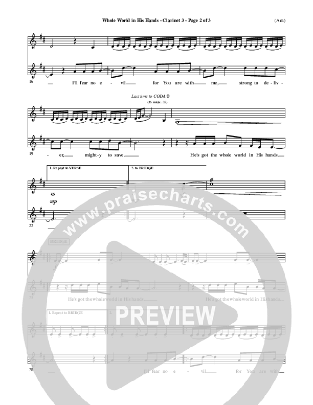 Whole World In His Hands Clarinet 3 (Tim Hughes)