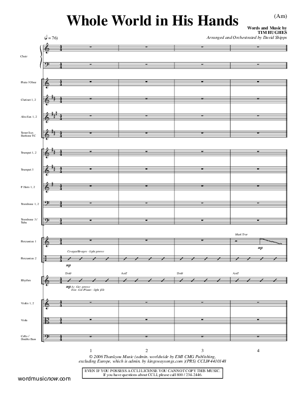 Whole World In His Hands Conductor's Score (Tim Hughes)