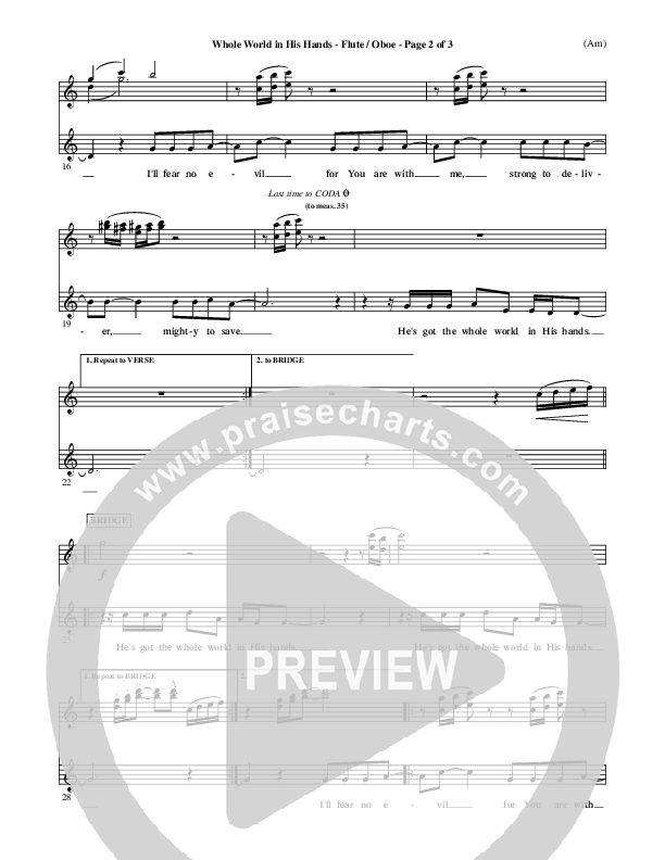 Whole World In His Hands Flute/Oboe (Tim Hughes)