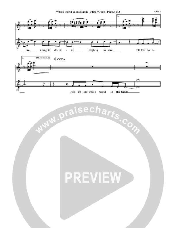 Whole World In His Hands Flute/Oboe (Tim Hughes)