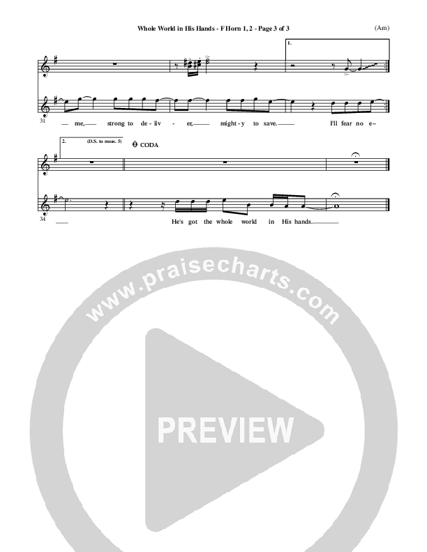 Whole World In His Hands French Horn 1/2 (Tim Hughes)