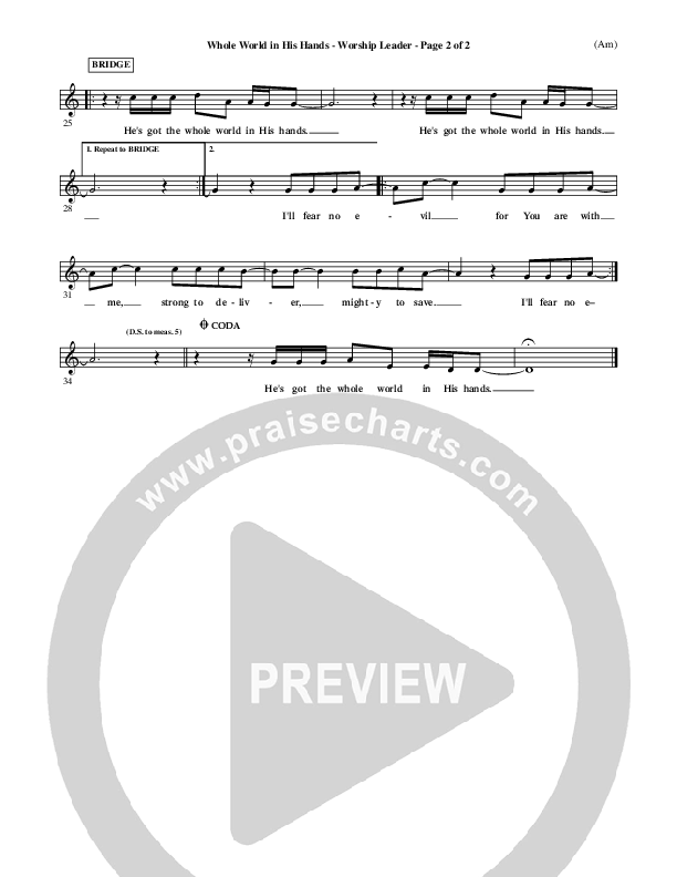 Whole World In His Hands Lead Sheet (Tim Hughes)