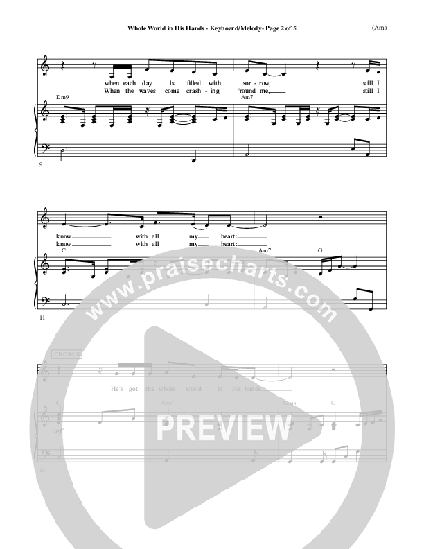 Whole World In His Hands Piano/Vocal (Tim Hughes)