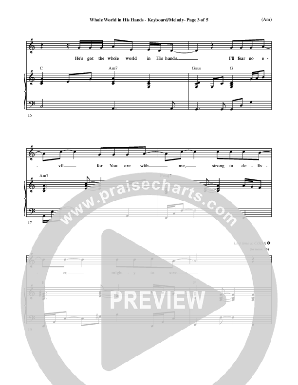 Whole World In His Hands Piano/Vocal (Tim Hughes)