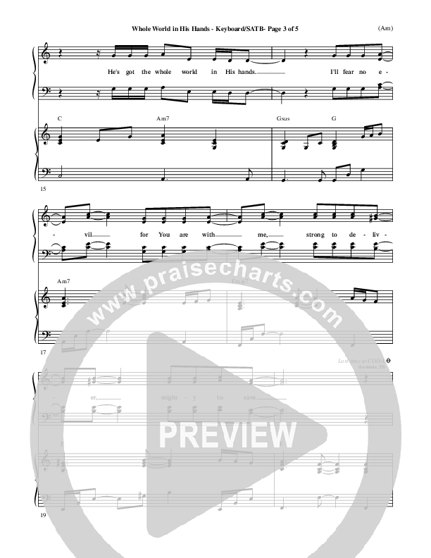 Whole World In His Hands Piano/Vocal (SATB) (Tim Hughes)
