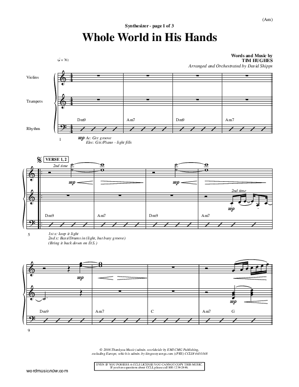 Whole World In His Hands Synth (Tim Hughes)