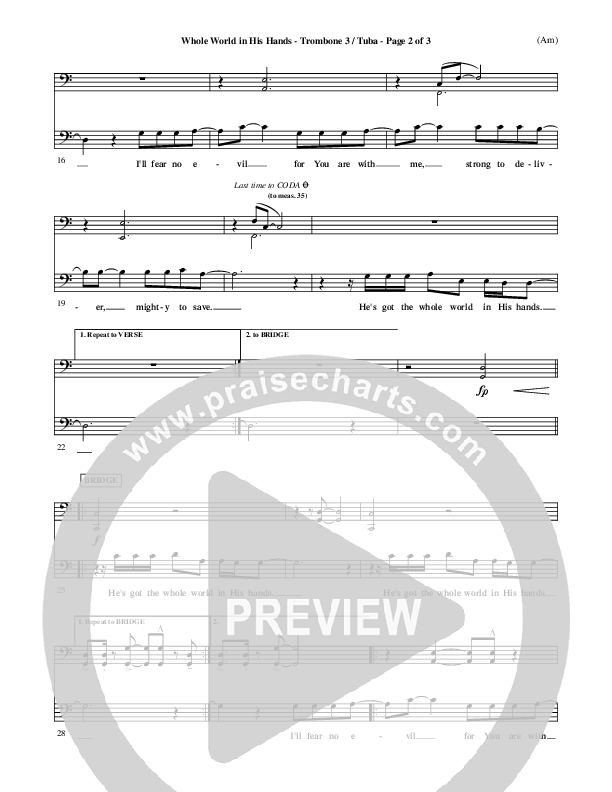 Whole World In His Hands Trombone 3/Tuba (Tim Hughes)