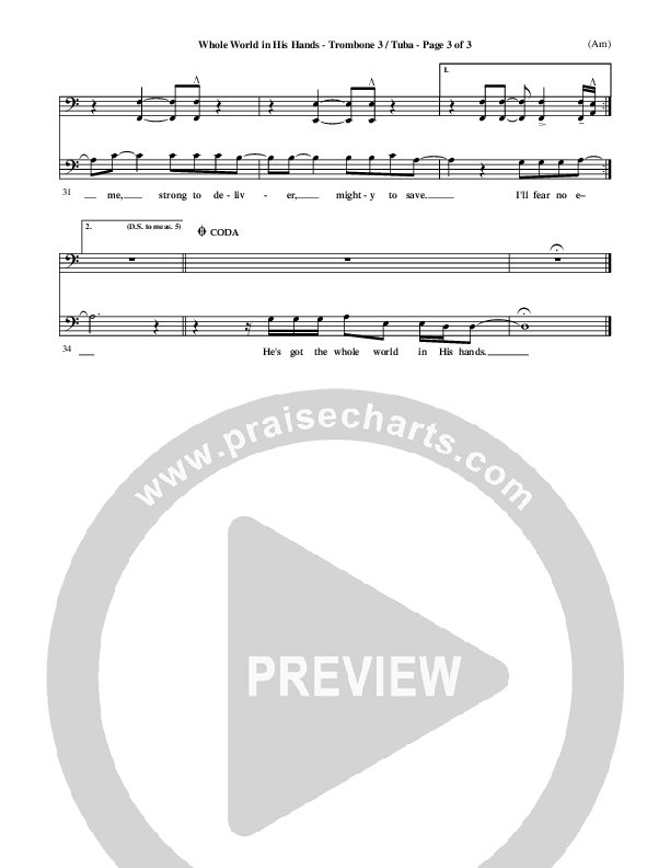 Whole World In His Hands Trombone 3/Tuba (Tim Hughes)