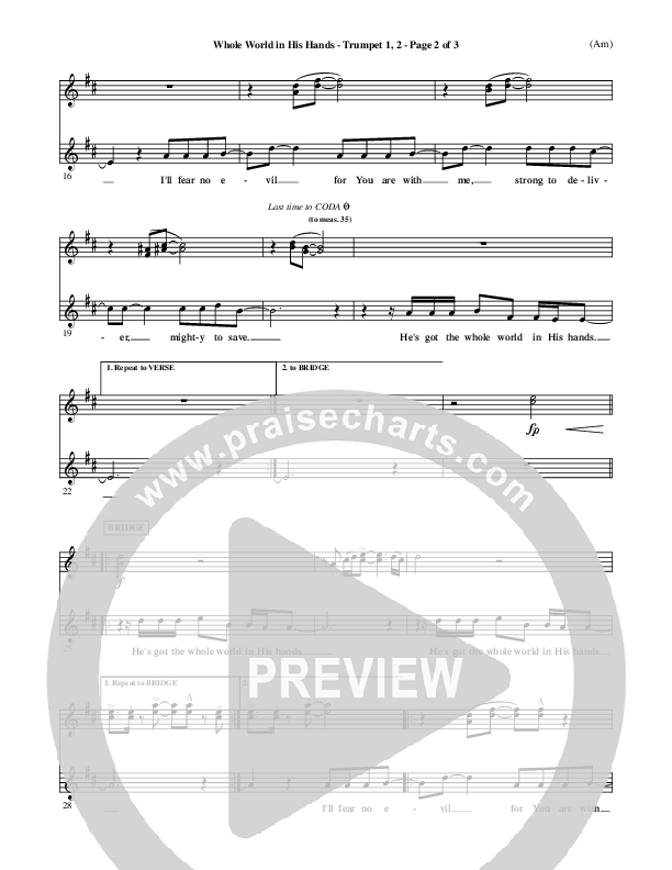 Whole World In His Hands Trumpet 1,2 (Tim Hughes)