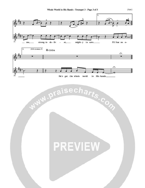 Whole World In His Hands Trumpet 3 (Tim Hughes)