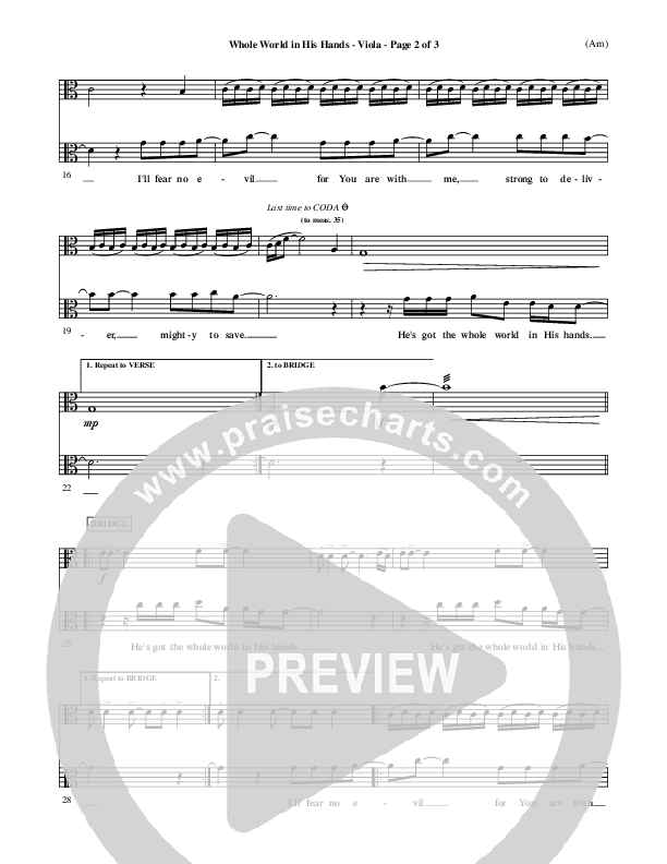 Whole World In His Hands Viola (Tim Hughes)