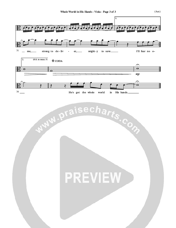 Whole World In His Hands Viola (Tim Hughes)