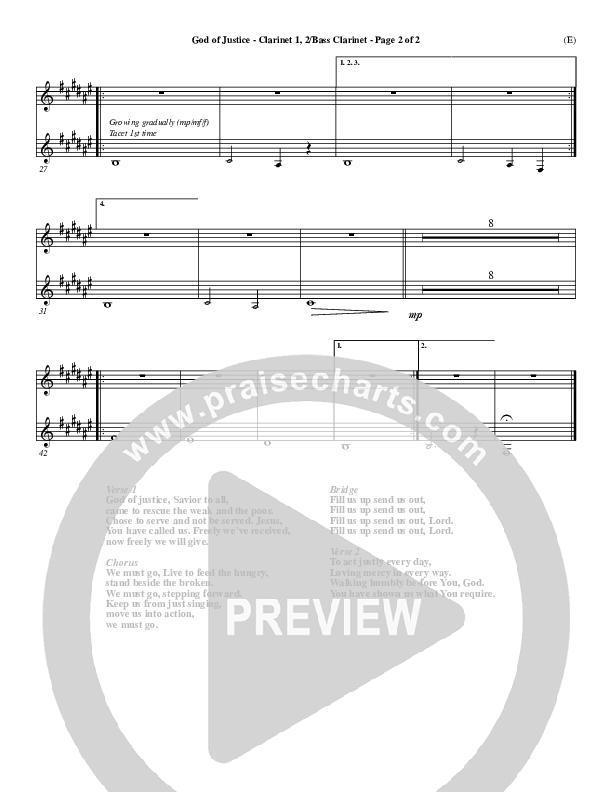 God Of Justice Clarinet 1/2 (Tim Hughes)
