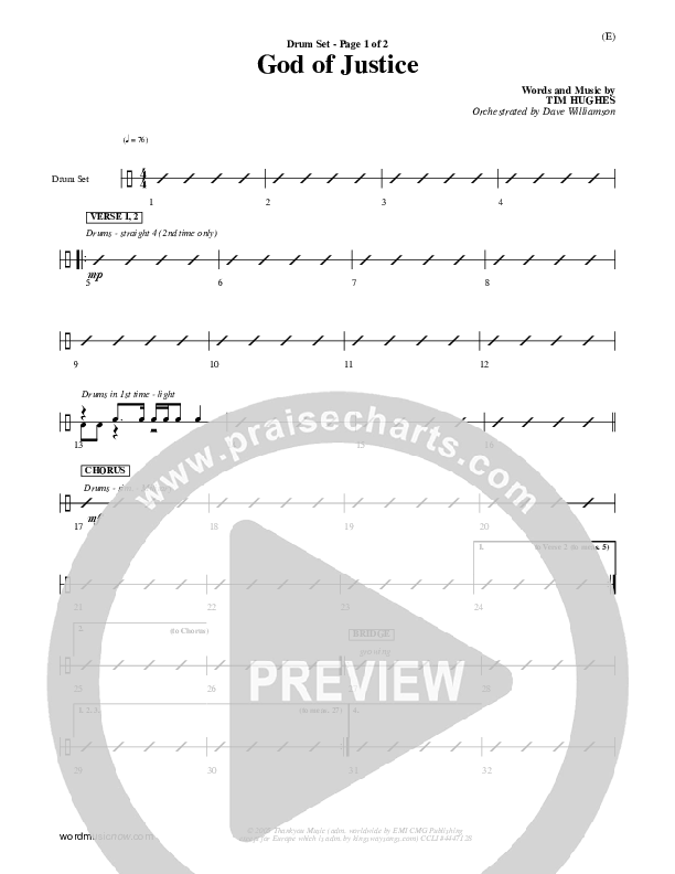 God Of Justice Drum Set (Tim Hughes)