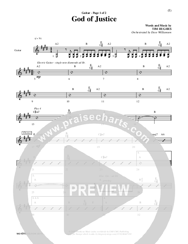 God Of Justice Guitar (Tim Hughes)