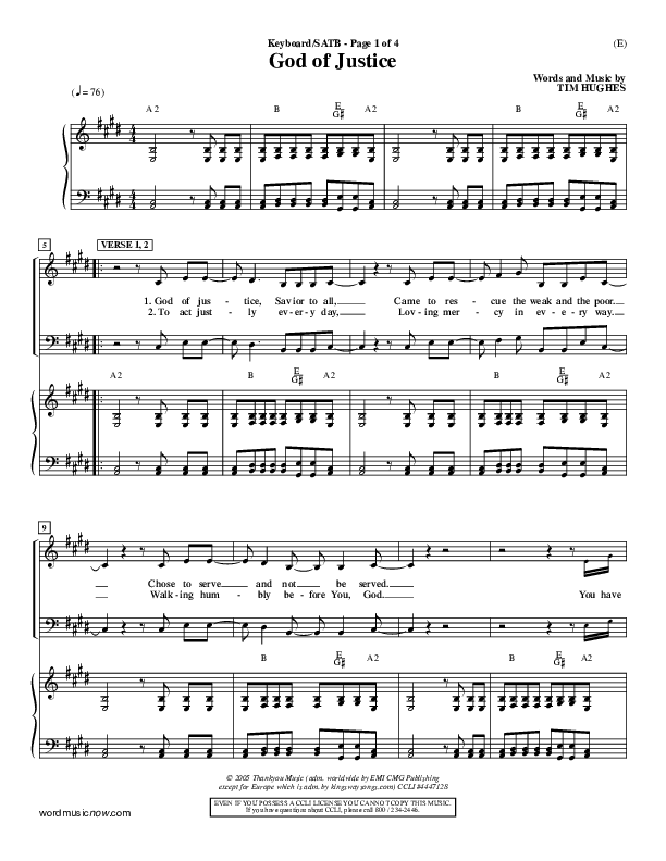 God Of Justice Piano/Vocal Pack (Tim Hughes)