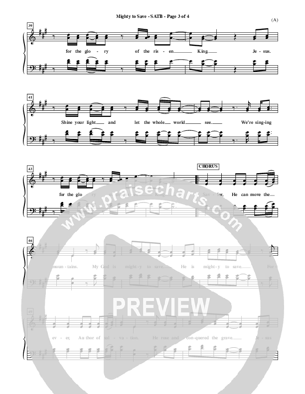 Mighty To Save Choir Sheet (SATB) (Reuben Morgan)