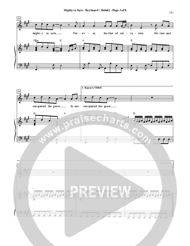 Mighty To Save Piano/Vocal (Reuben Morgan)