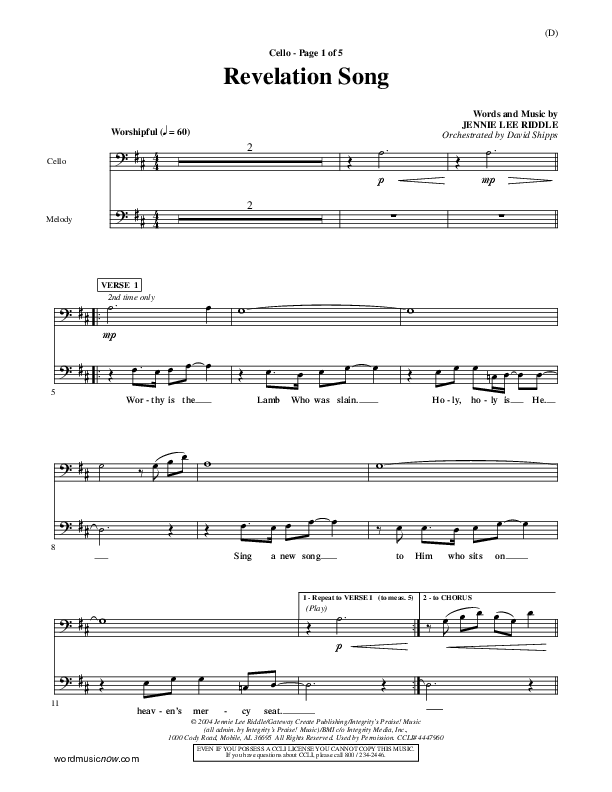 Revelation song - Jennie Lee Riddle Sheet music for Vocals (Choral