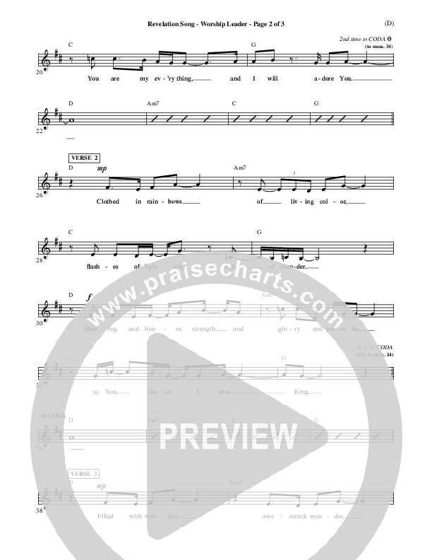 Revelation Song Lead Sheet (Jennie Riddle)