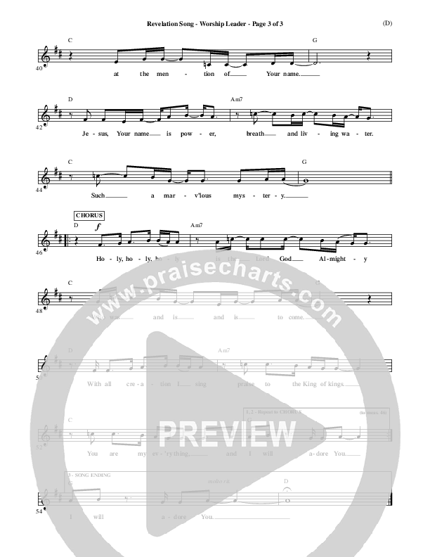 Revelation Song Lead Sheet (Jennie Riddle)