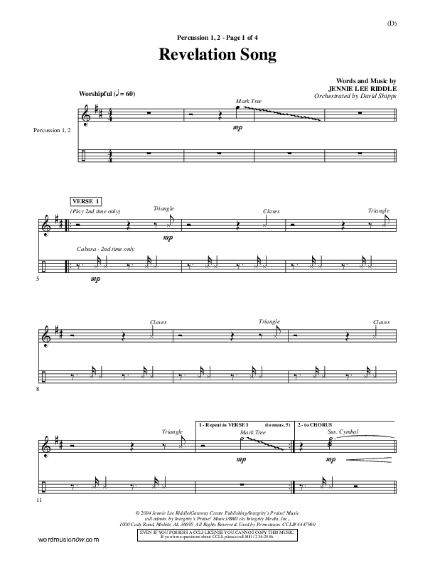 Revelation Song Percussion 1/2 (Jennie Riddle)