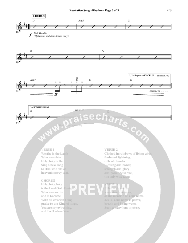 Revelation Song Rhythm Chart (Jennie Riddle)