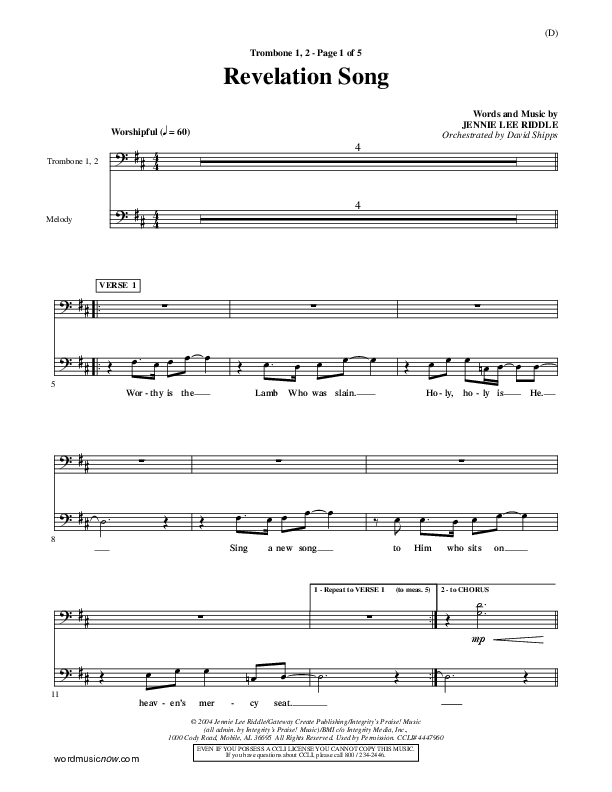 Revelation Song Trombone 1/2 (Jennie Riddle)