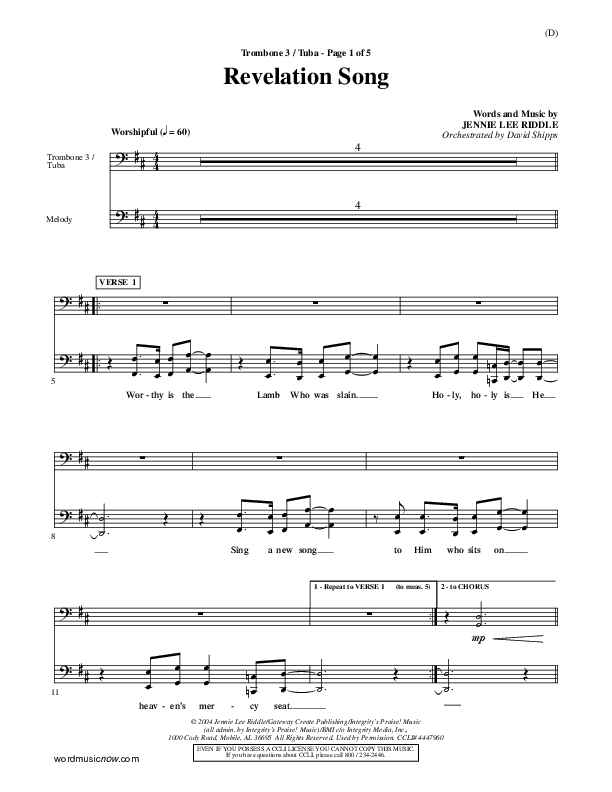 Revelation Song Trombone 3/Tuba (Jennie Riddle)