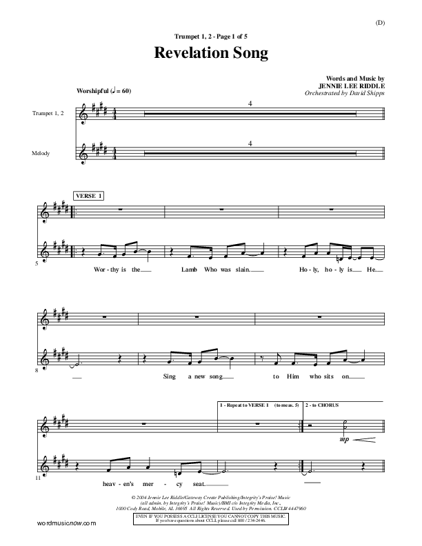 Revelation Song Trumpet 1,2 (Jennie Riddle)