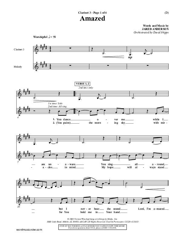 Amazed Clarinet 3 (Jared Anderson)