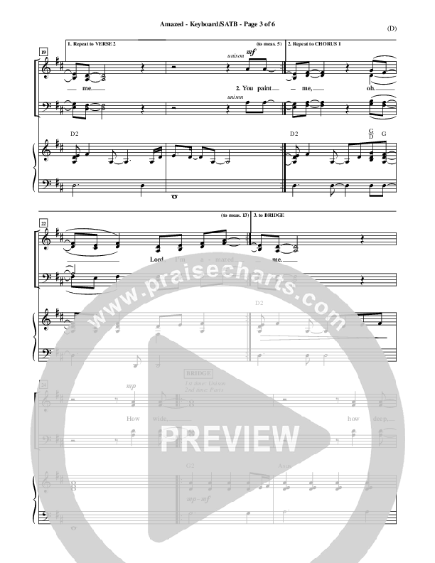 Amazed Piano/Vocal (SATB) (Jared Anderson)