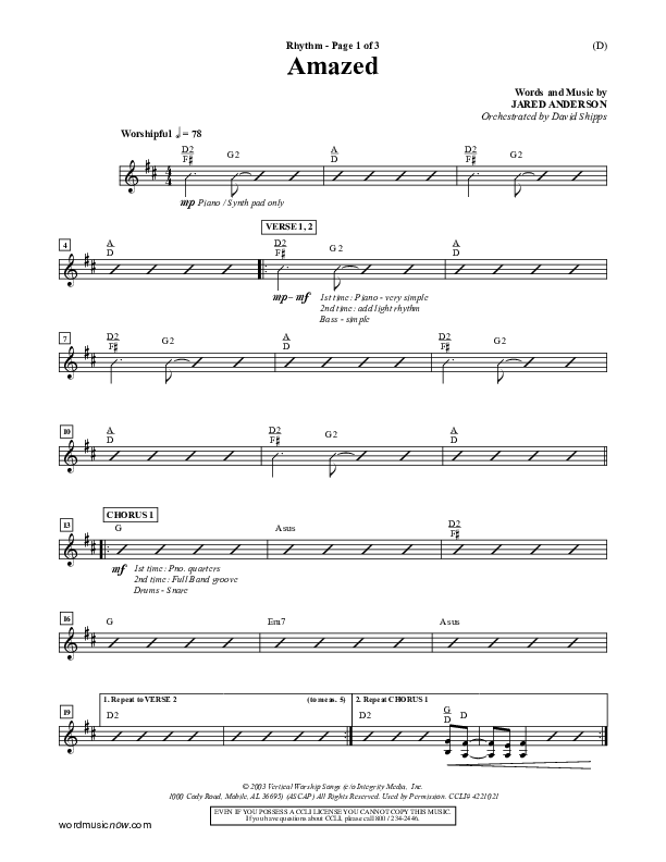 Amazed Rhythm Chart (Jared Anderson)