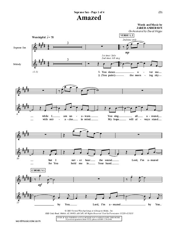 Amazed Soprano Sax (Jared Anderson)