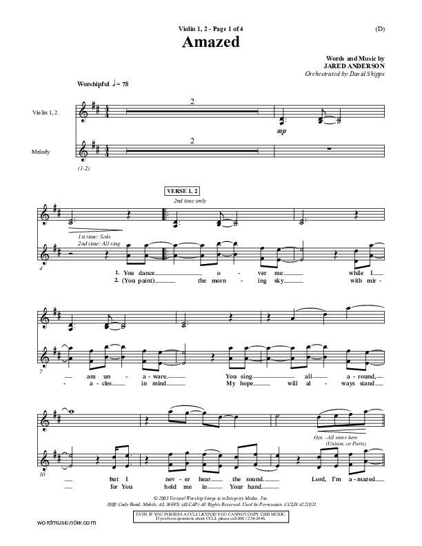 Amazed Violin 1/2 (Jared Anderson)