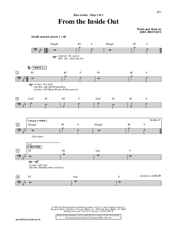 From The Inside Out Bass Guitar (Joel Houston)