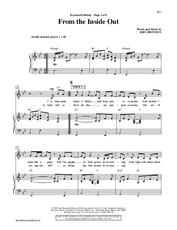 From The Inside Out Piano/Vocal (Joel Houston)