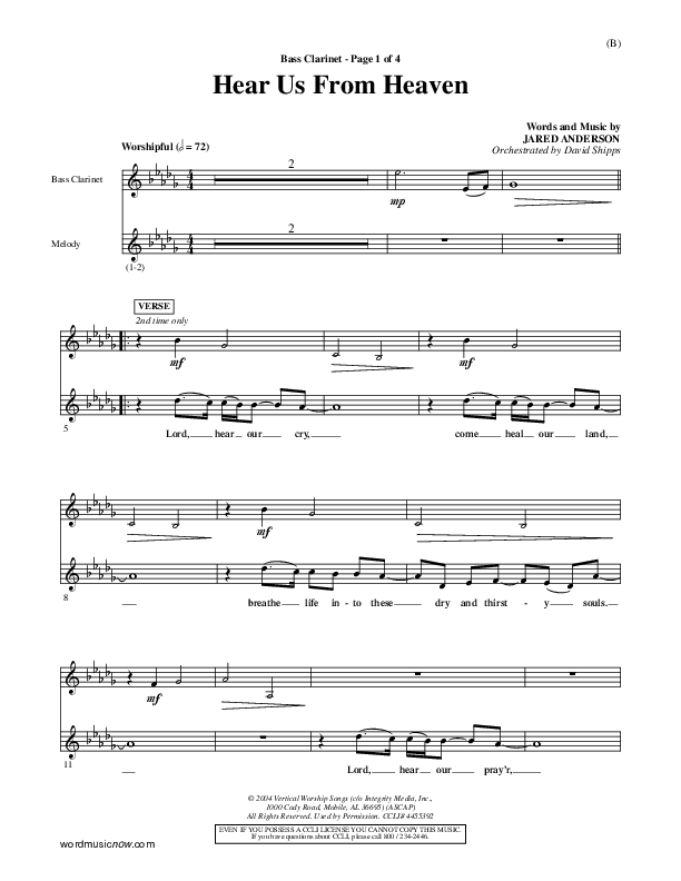 Hear Us From Heaven Bass Clarinet (Jared Anderson)