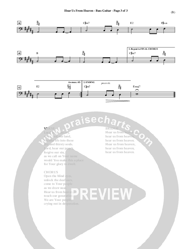 Hear Us From Heaven Bass Guitar (Jared Anderson)