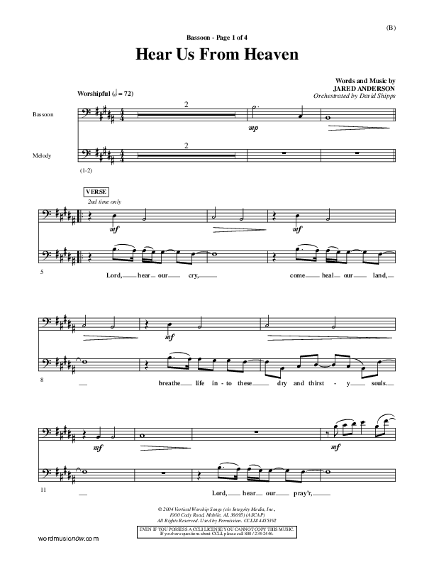 Hear Us From Heaven Bassoon (Jared Anderson)