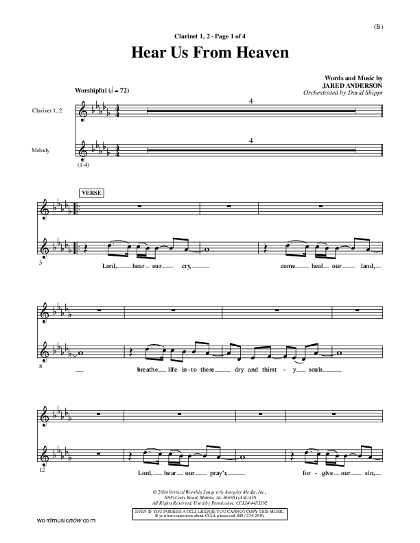 Hear Us From Heaven Clarinet 1/2 (Jared Anderson)