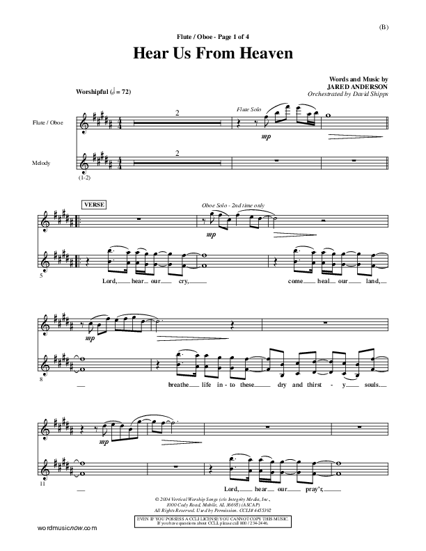 Hear Us From Heaven Flute/Oboe (Jared Anderson)