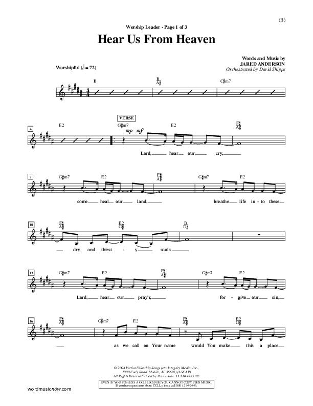 Hear Us From Heaven Lead Sheet (Jared Anderson)