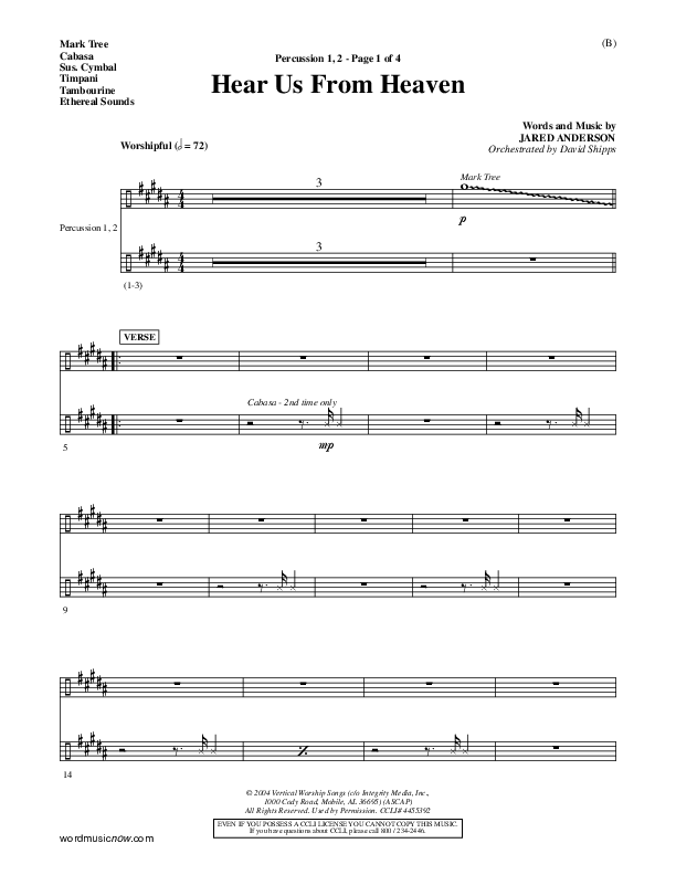 Hear Us From Heaven Percussion 1/2 (Jared Anderson)