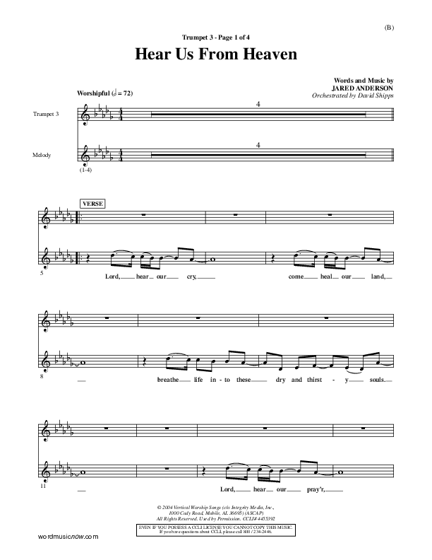 Hear Us From Heaven Trumpet 3 (Jared Anderson)