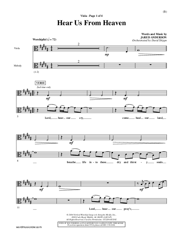 Hear Us From Heaven Viola (Jared Anderson)