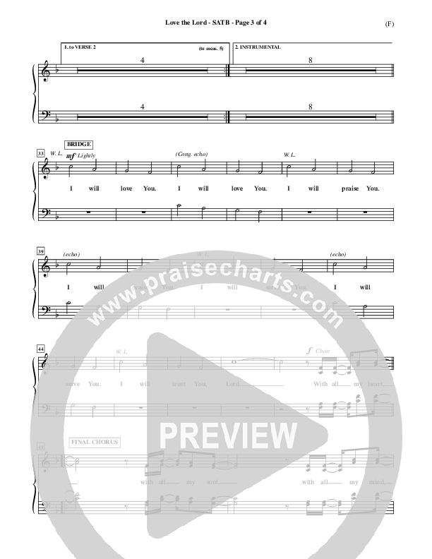 Love The Lord Choir Sheet (SATB) (Lincoln Brewster)