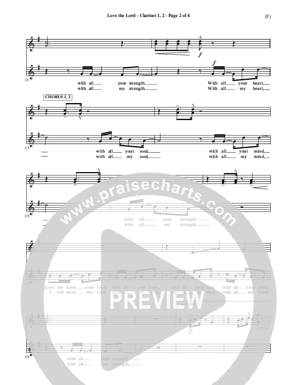 Love The Lord Clarinet 1/2 (Lincoln Brewster)