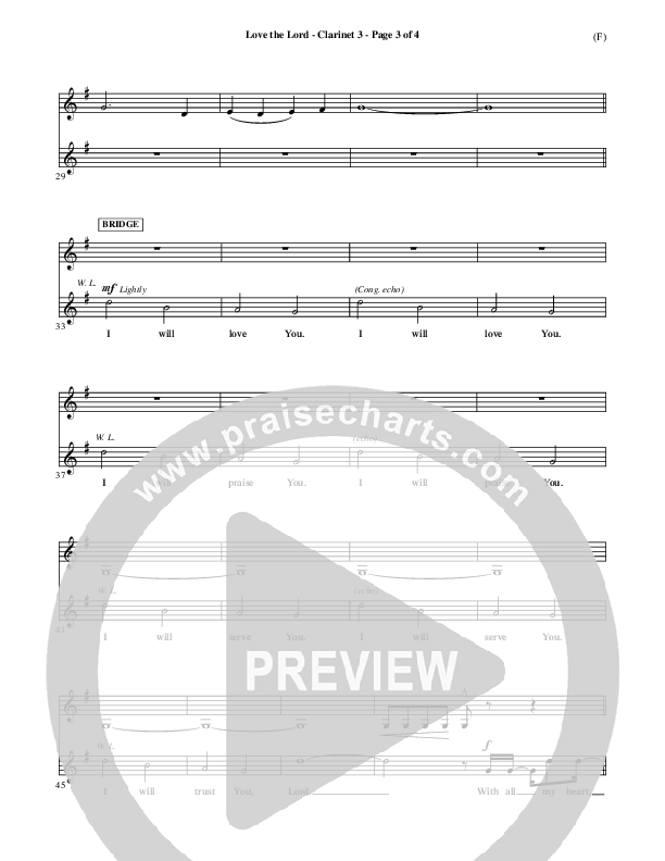 Love The Lord Clarinet 3 (Lincoln Brewster)